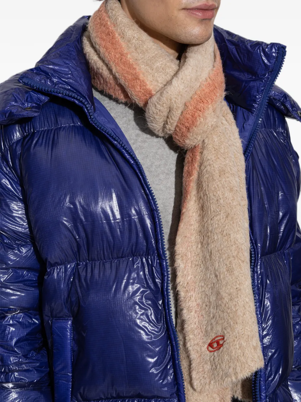 Diesel Gebreide sjaal met geborduurd logo Beige