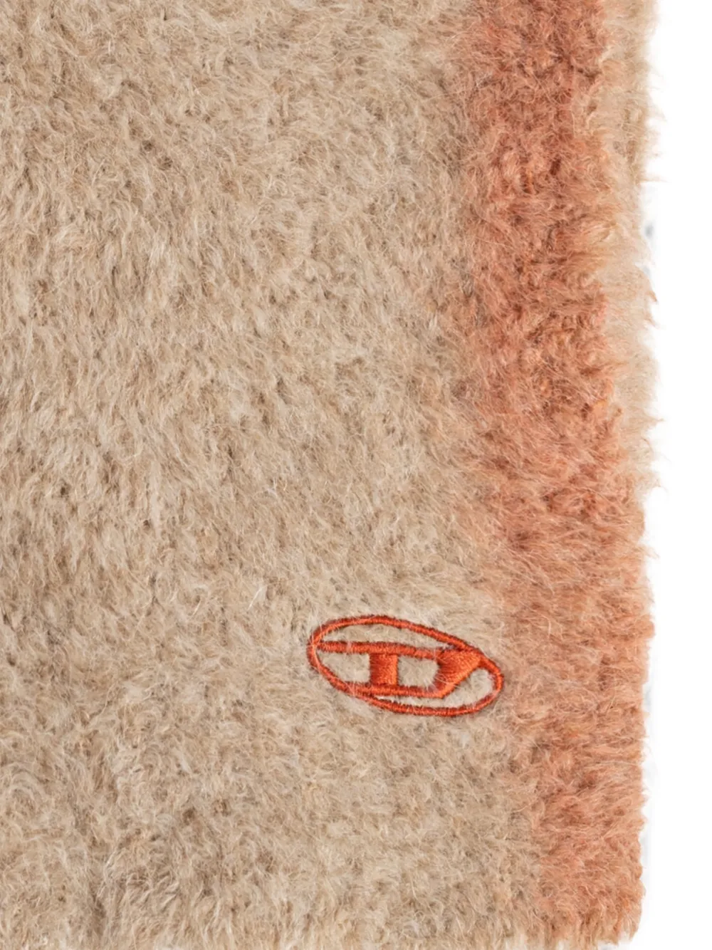 Diesel Gebreide sjaal met geborduurd logo Beige