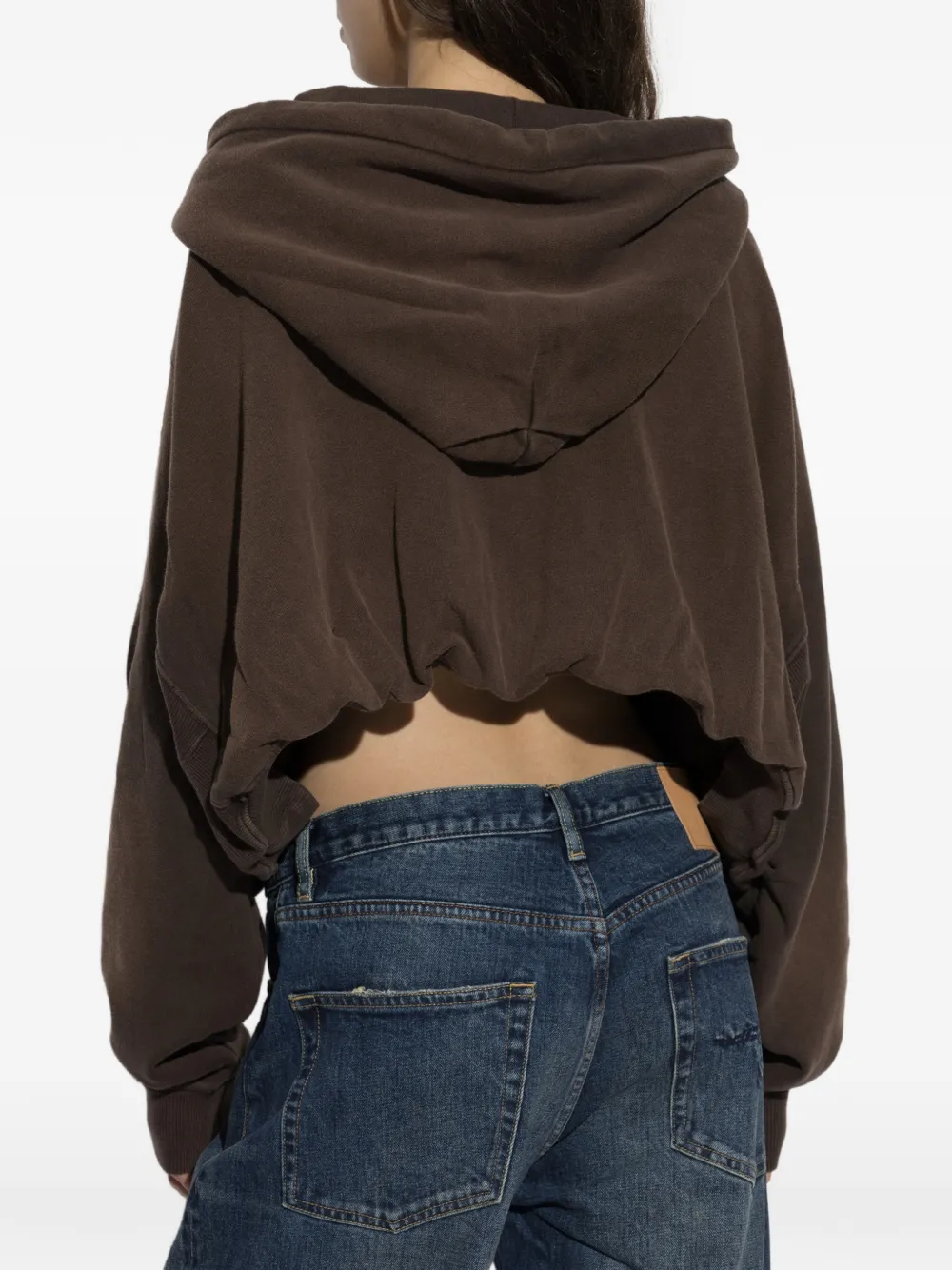 R13 Cropped Hoodie in Brown, view 4