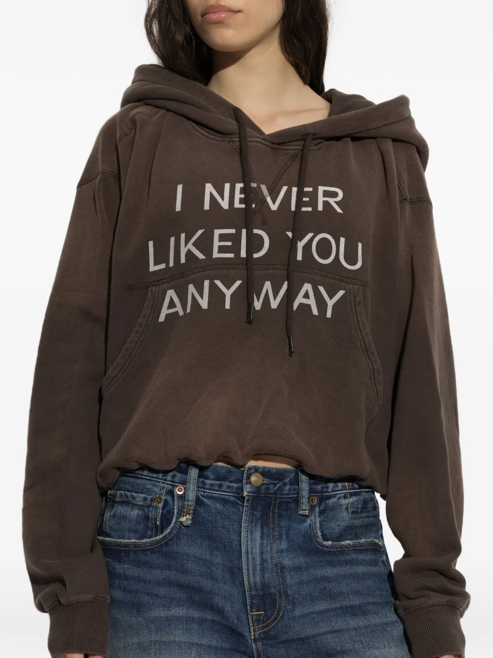 R13 Cropped Hoodie in Brown, view 3