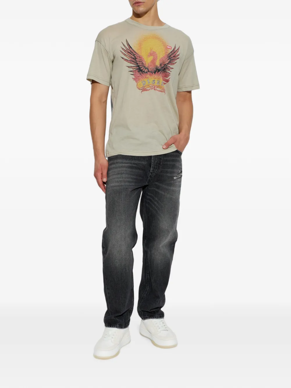 Diesel 2024 D-MACS gerafelde jeans Grijs