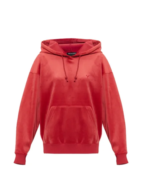 Y-3 logo-embroidered velvet hoodie