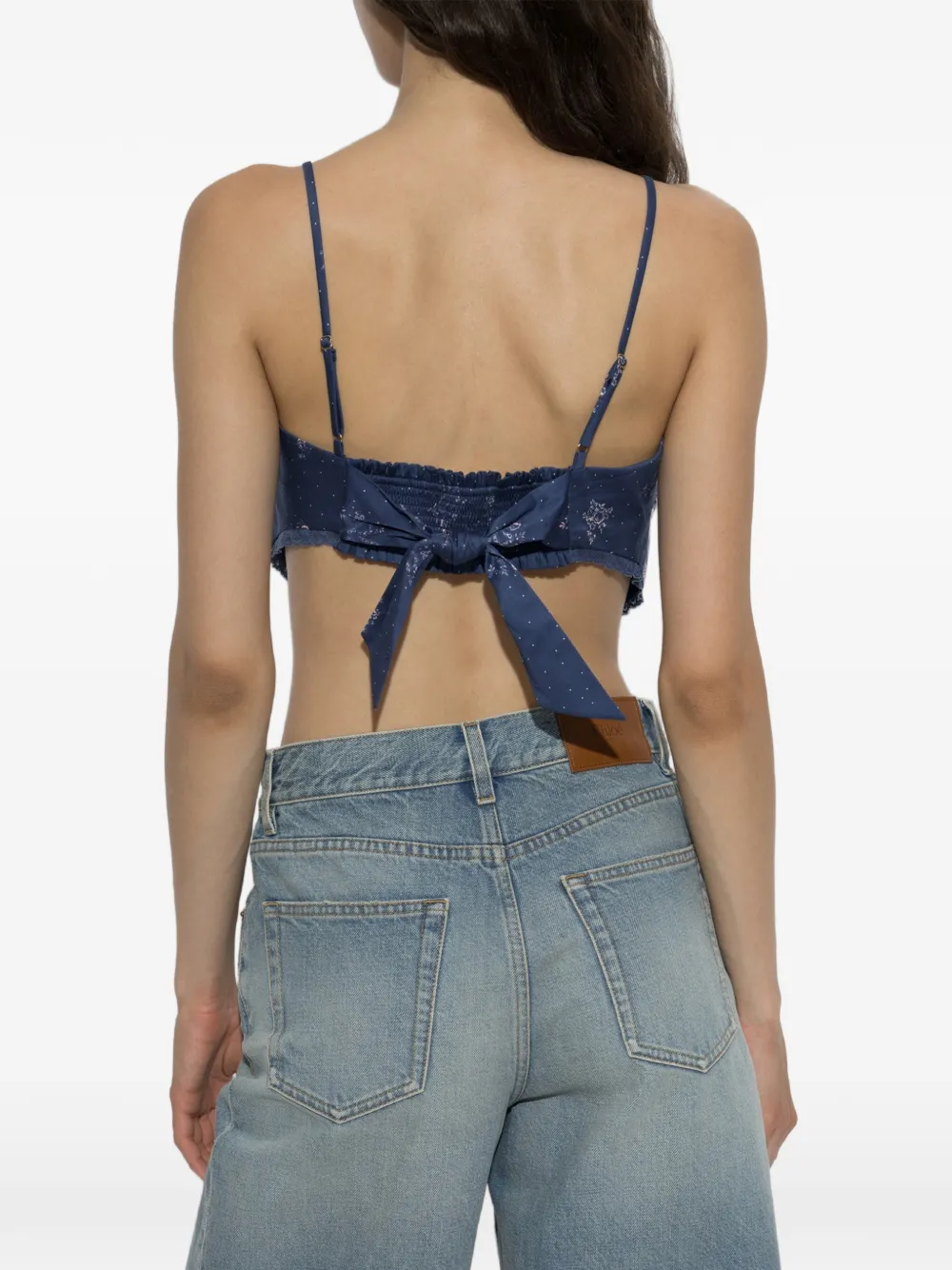 LoveShackFancy Mollie top met bloemenprint Blauw
