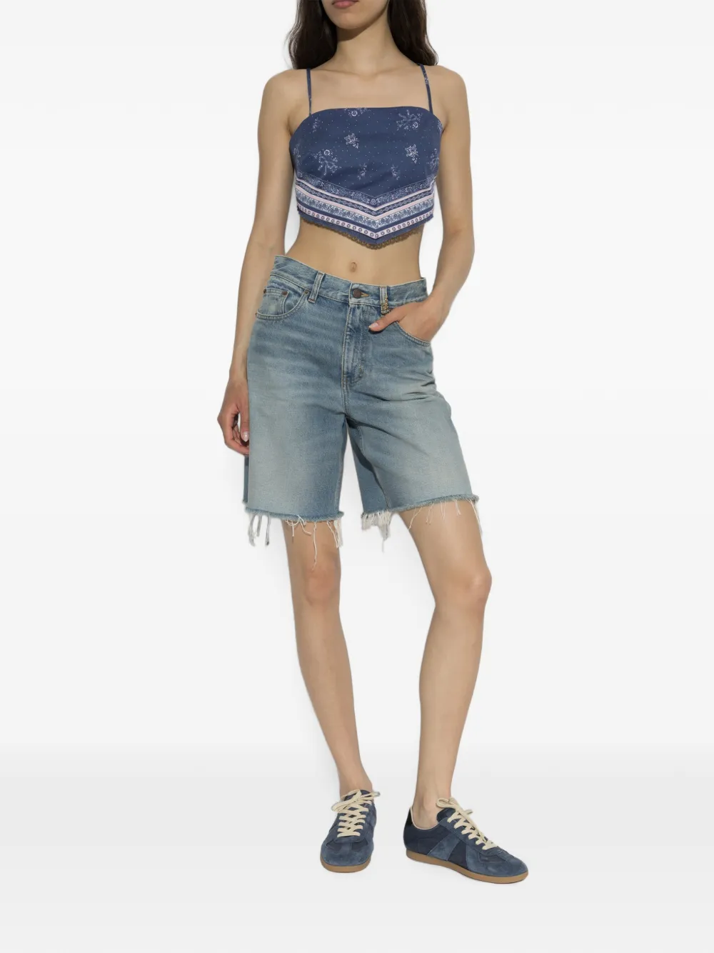 LoveShackFancy Mollie top met bloemenprint Blauw