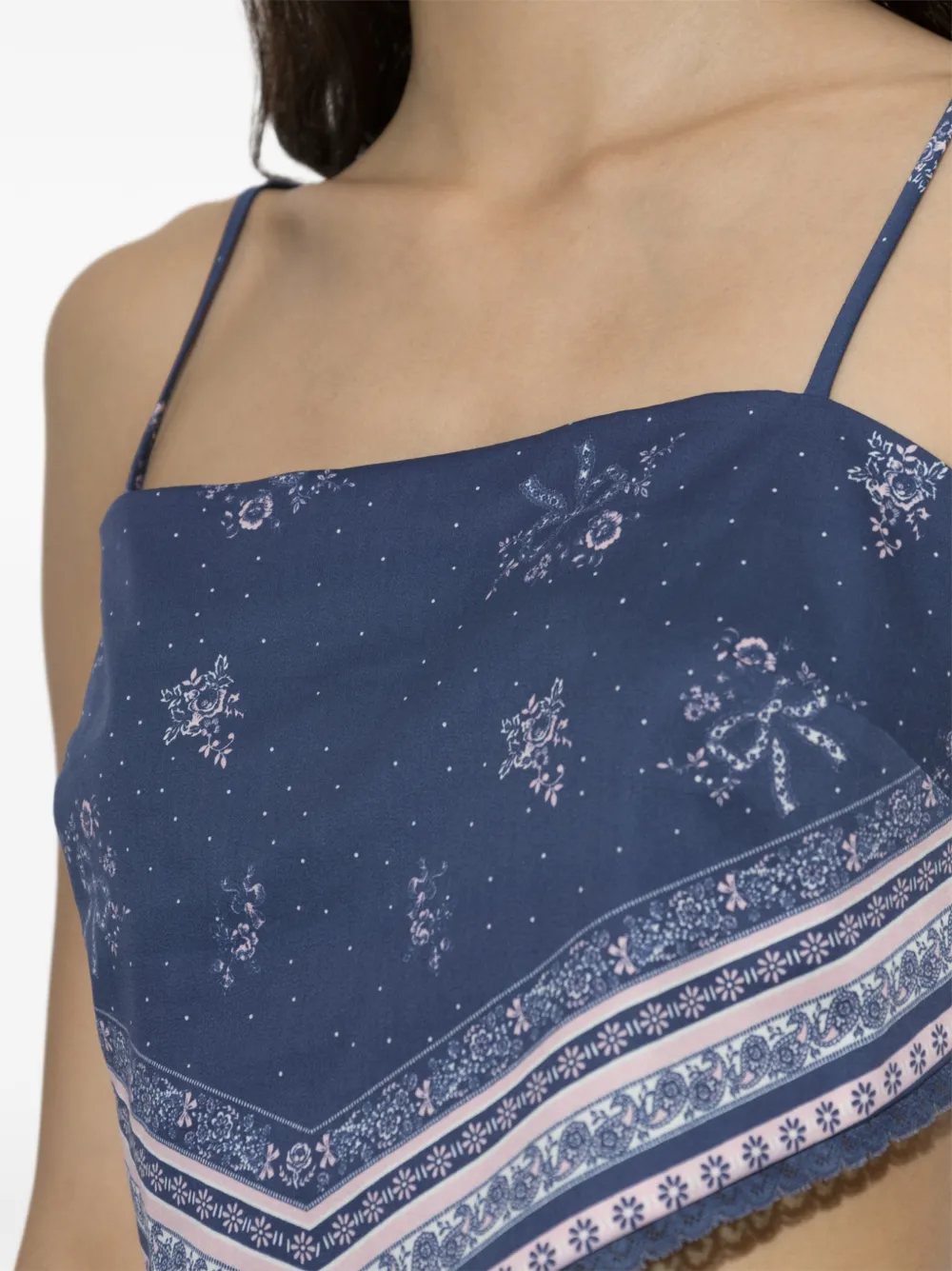 LoveShackFancy Mollie top met bloemenprint Blauw