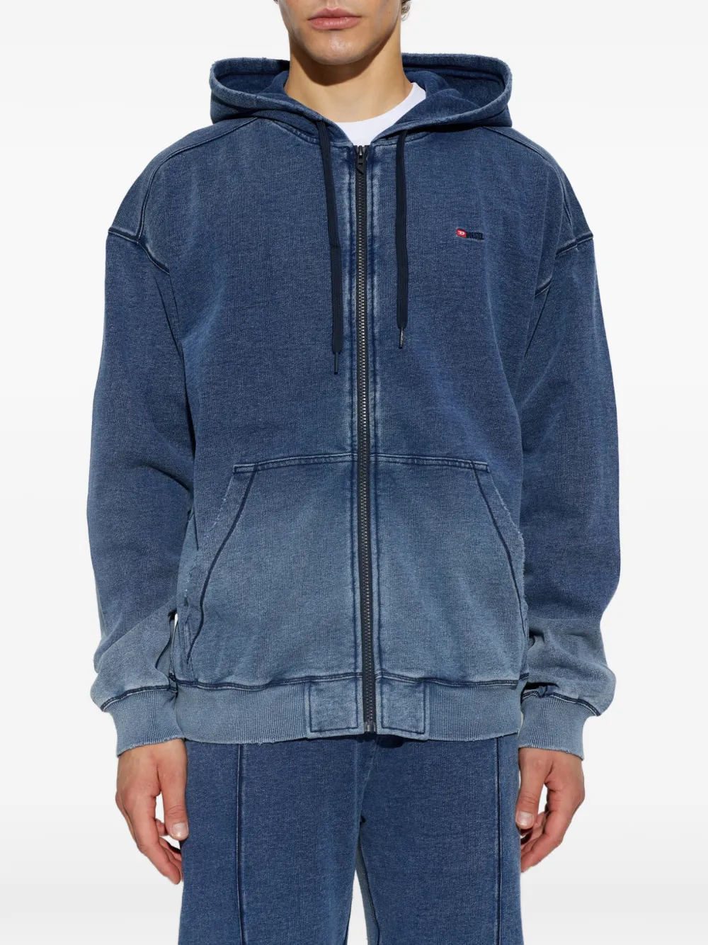Diesel Hoodie met rits Blauw