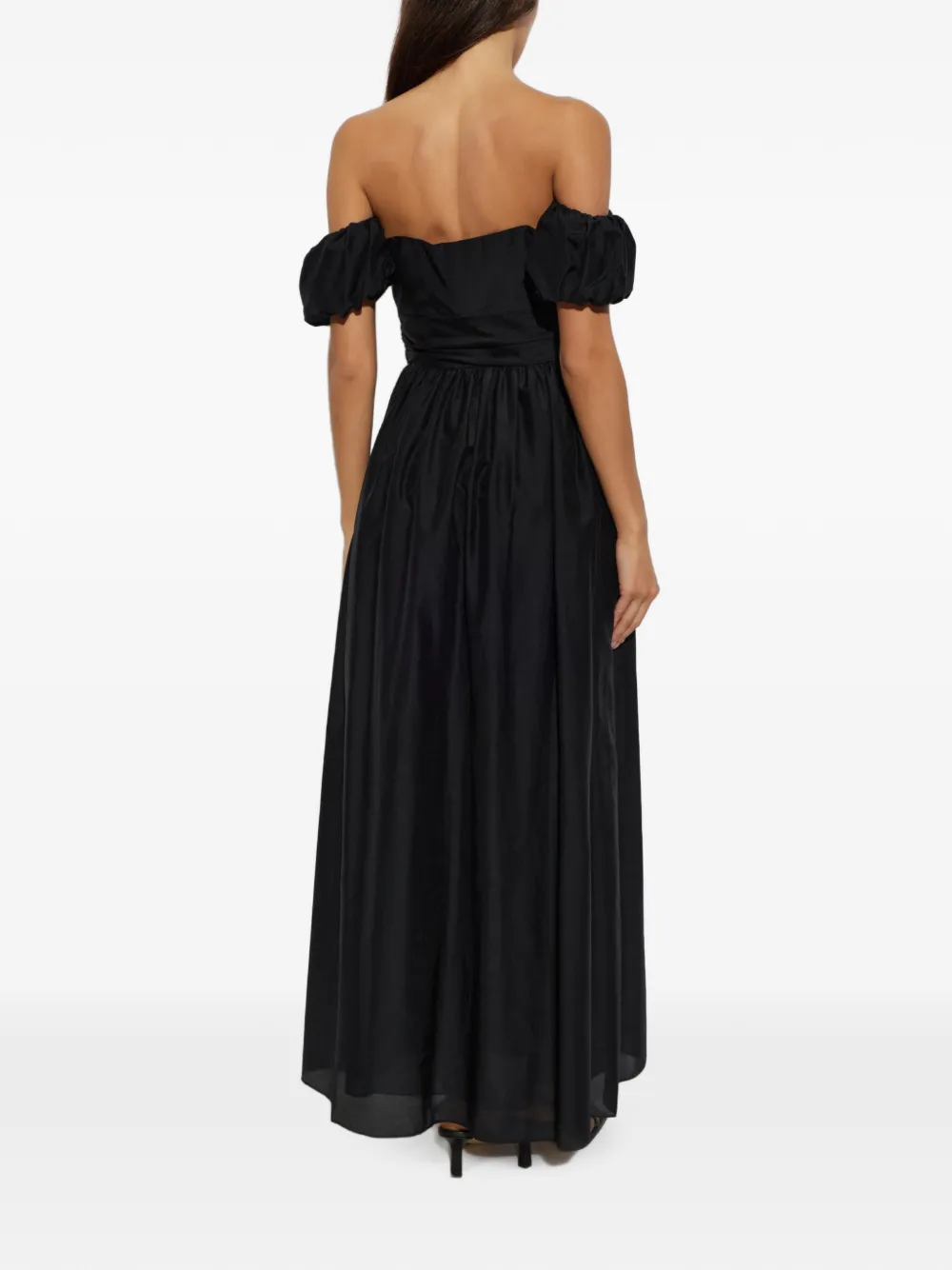 Matteau Off-shoulder maxi-dress met pofmouwen Zwart