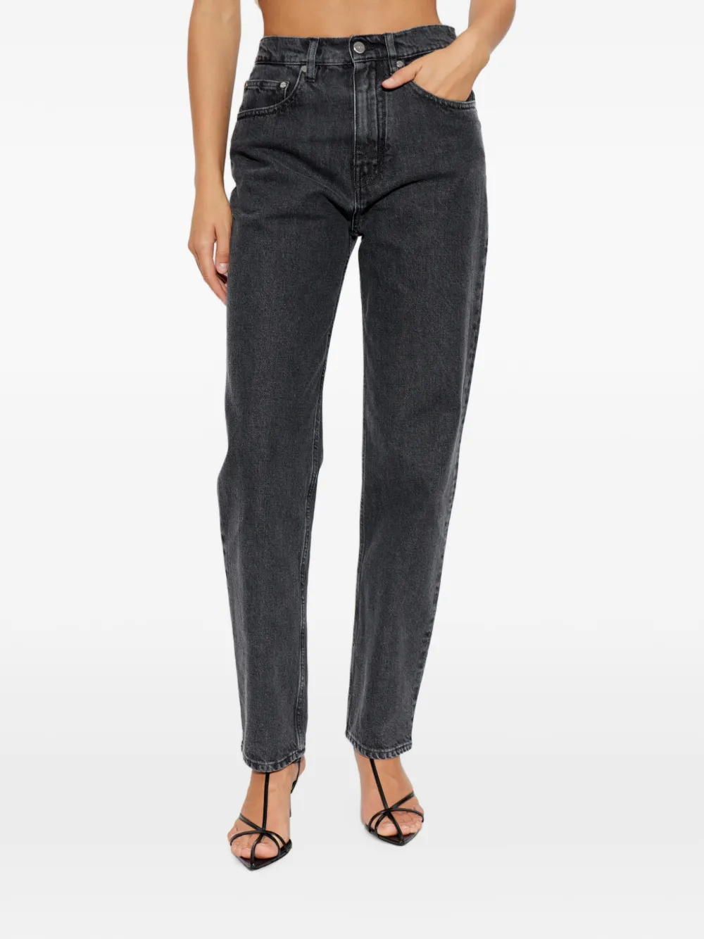 Jil Sander Jeans met toelopende pijpen en knopen Zwart