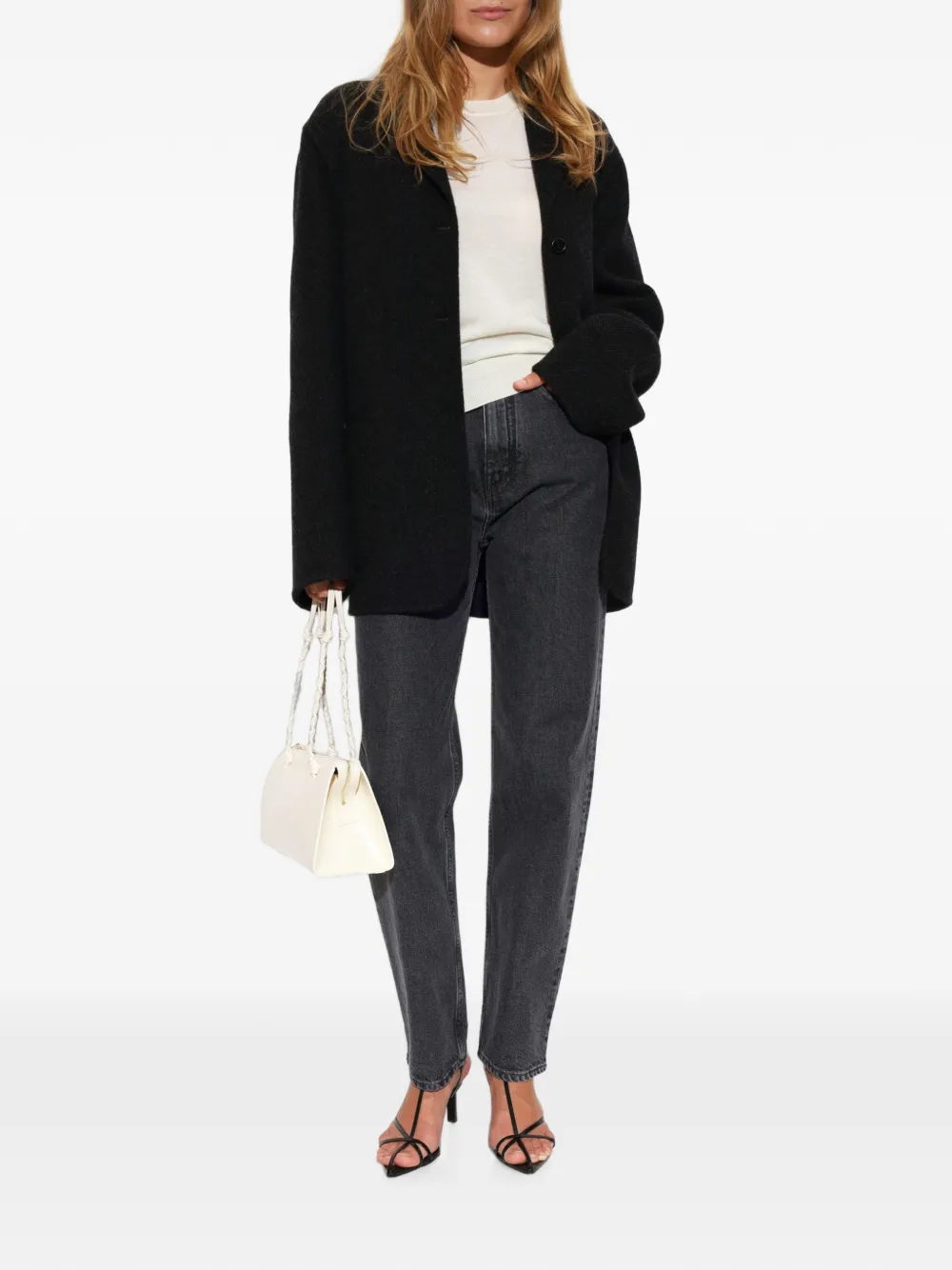 Jil Sander Jeans met toelopende pijpen en knopen Zwart