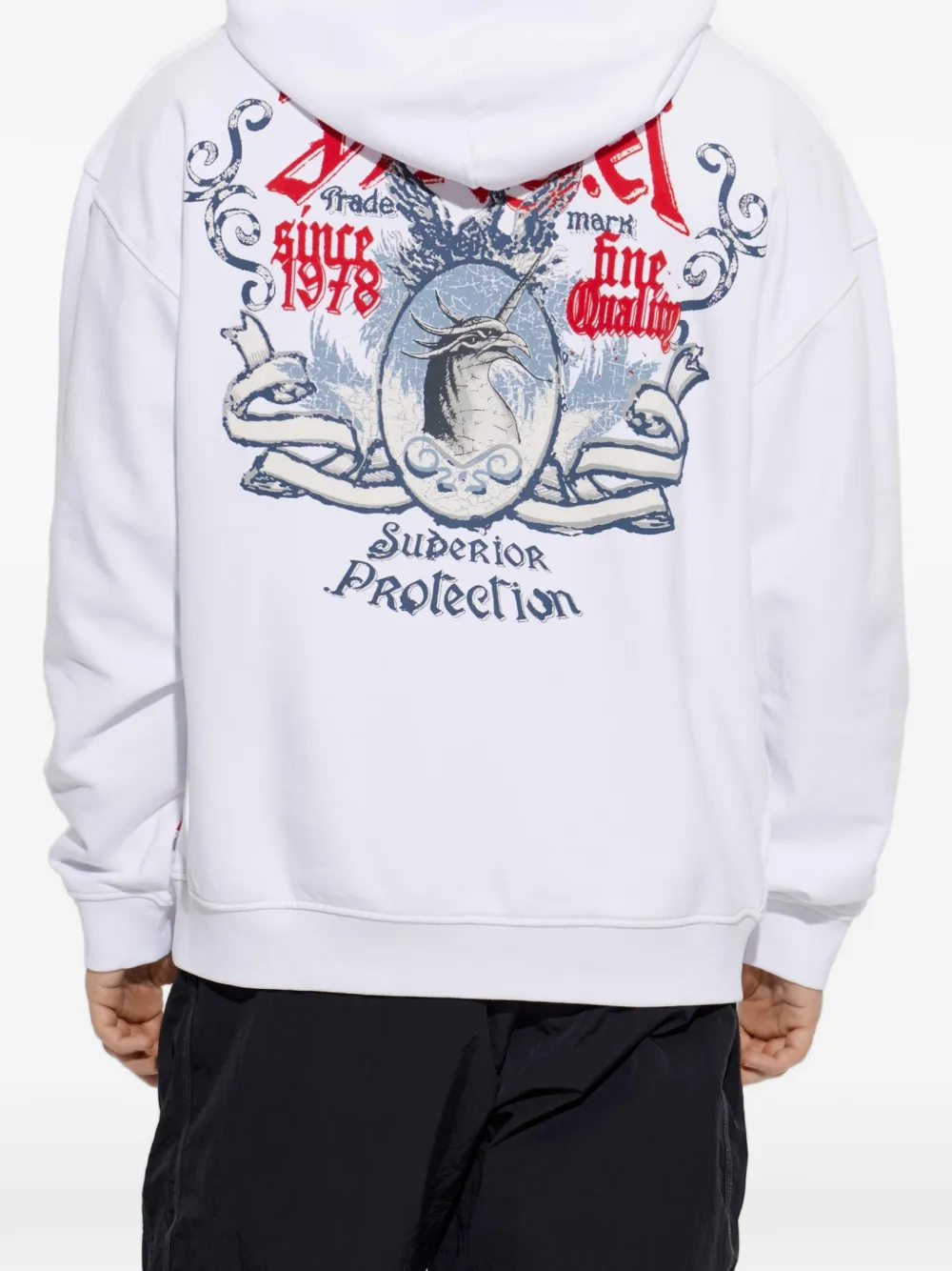 Diesel Hoodie met logoprint en grafische print Wit