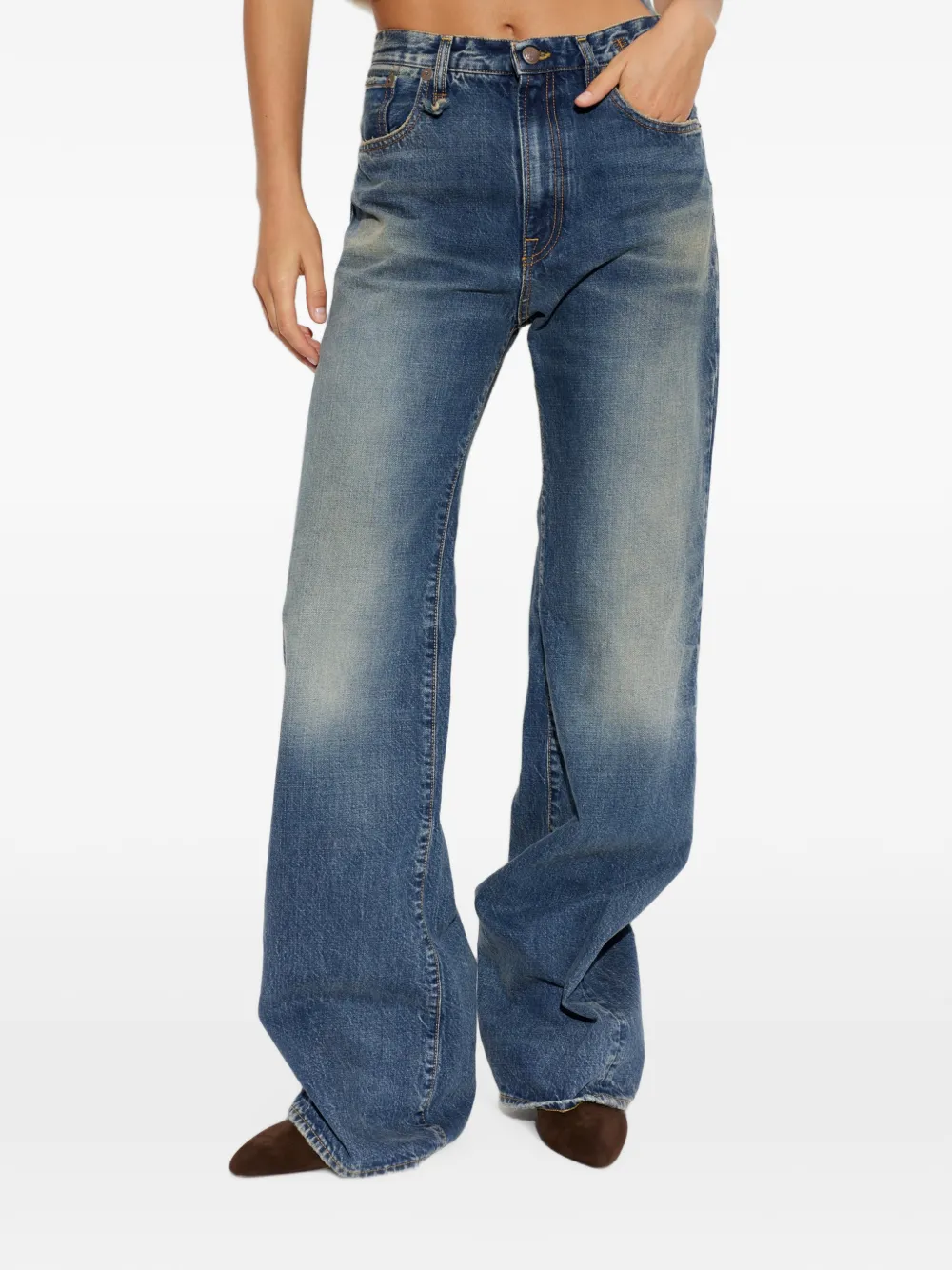 R13 Jeans met wijde pijpen Blauw