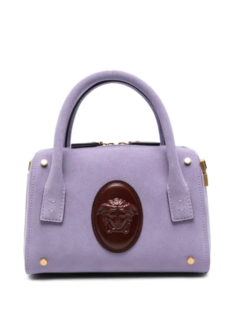 Versace Bolsa tote de camurça com placa Medusa