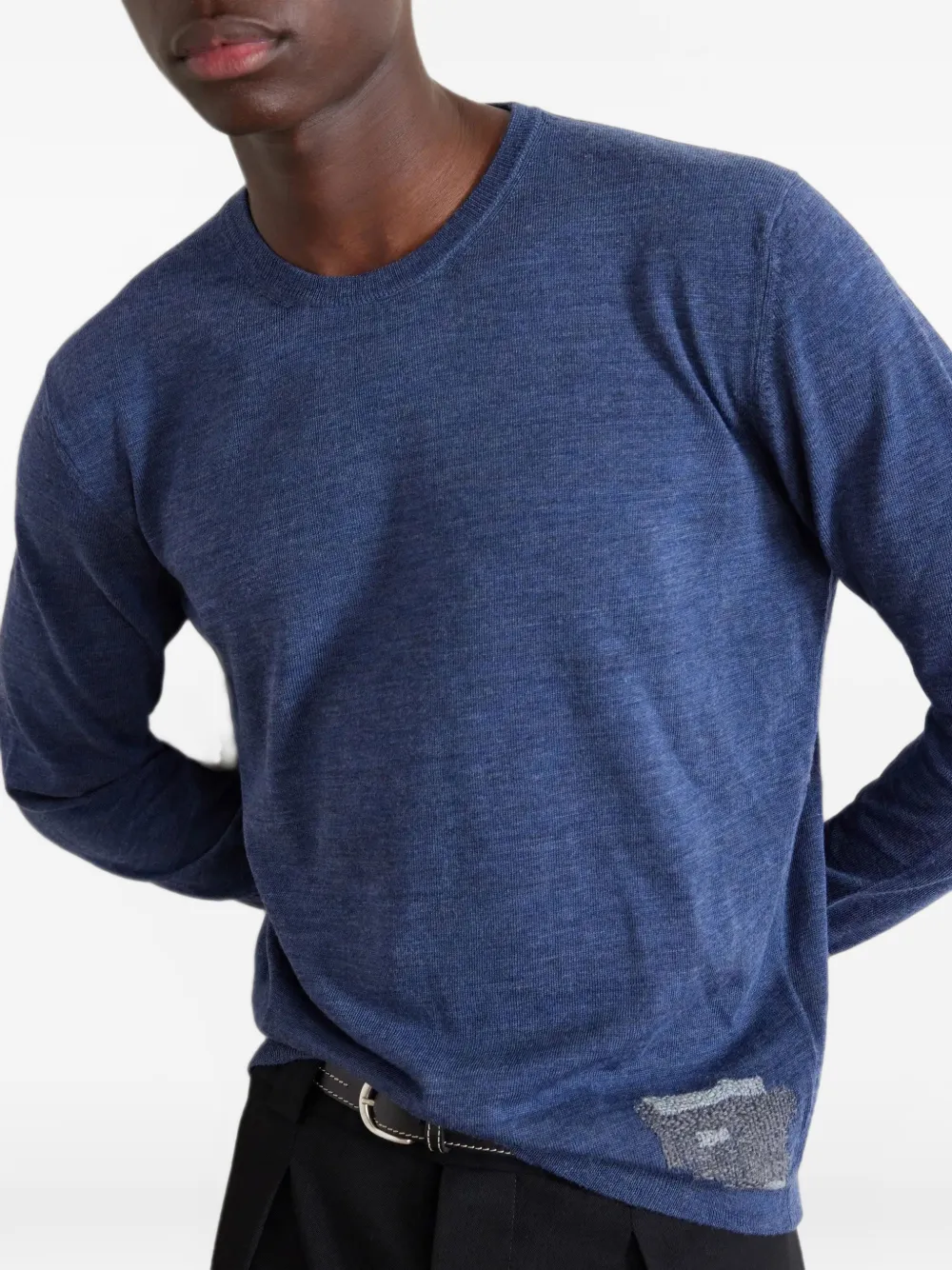Maison Margiela patch-detail crew-neck sweater Blauw