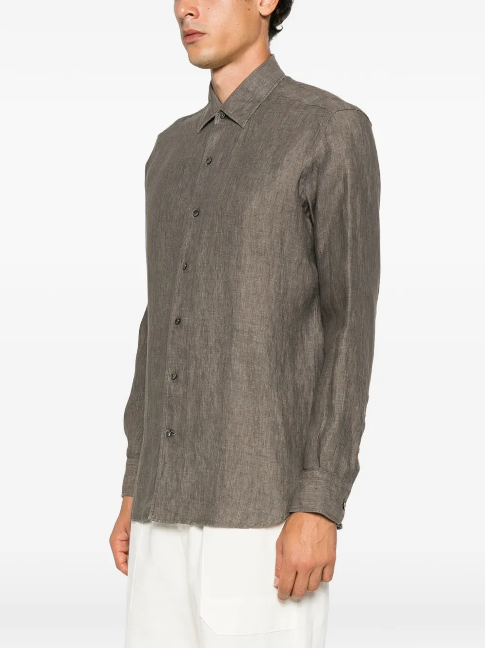 Zegna Linnen overhemd Grijs