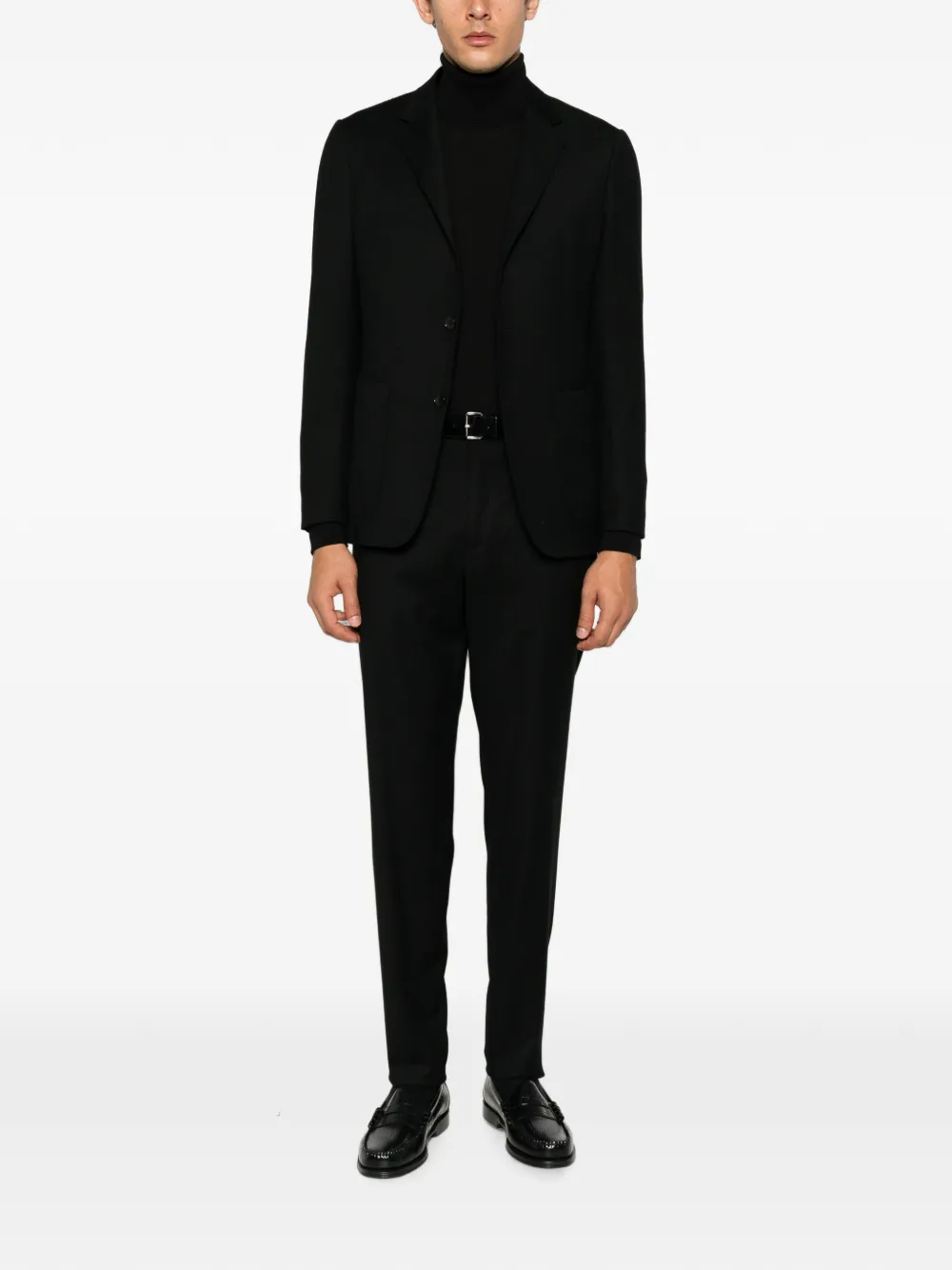 Zegna Blazer met enkele rij knopen en gekerfde revers Zwart