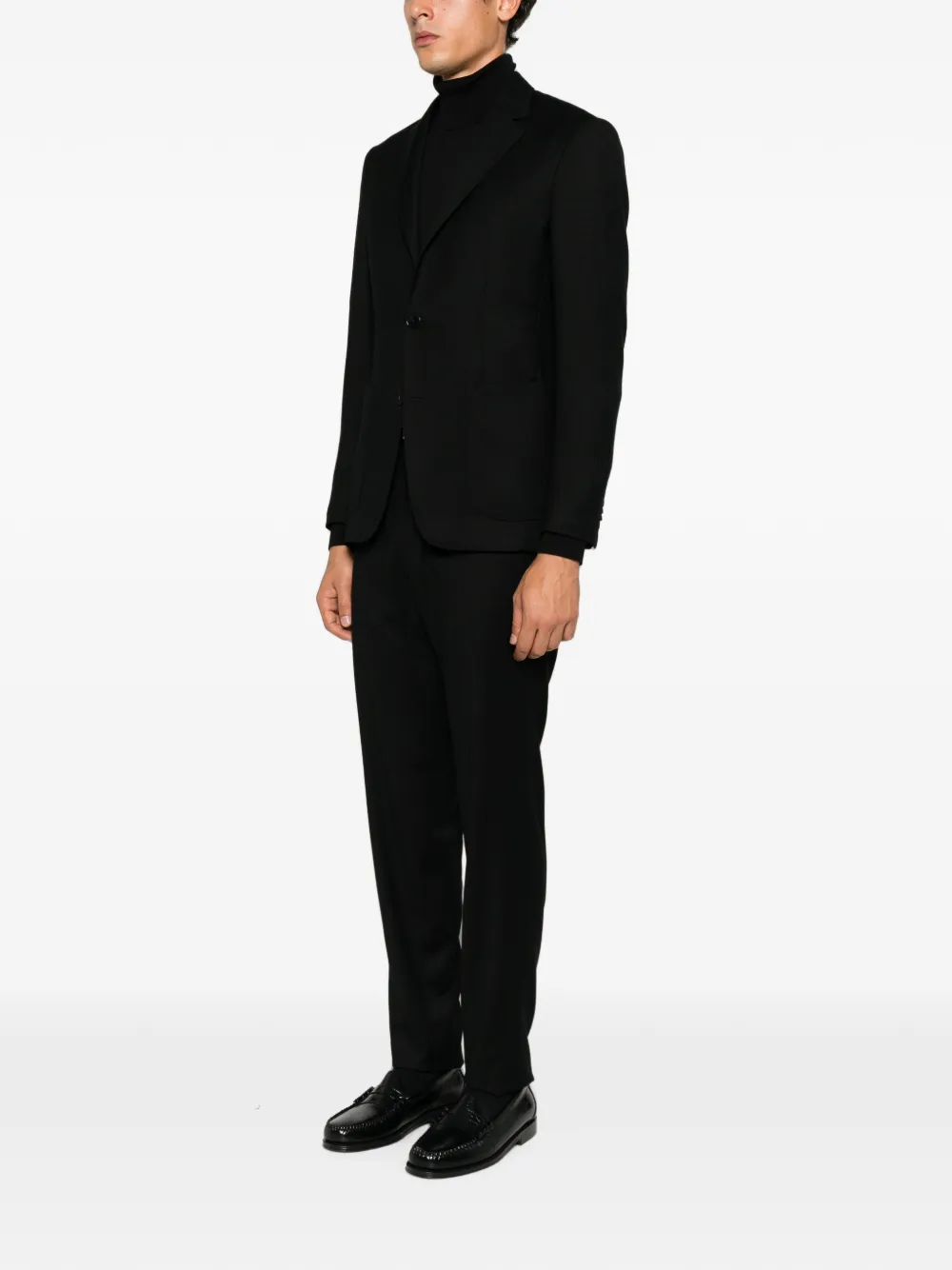 Zegna Blazer met enkele rij knopen en gekerfde revers Zwart