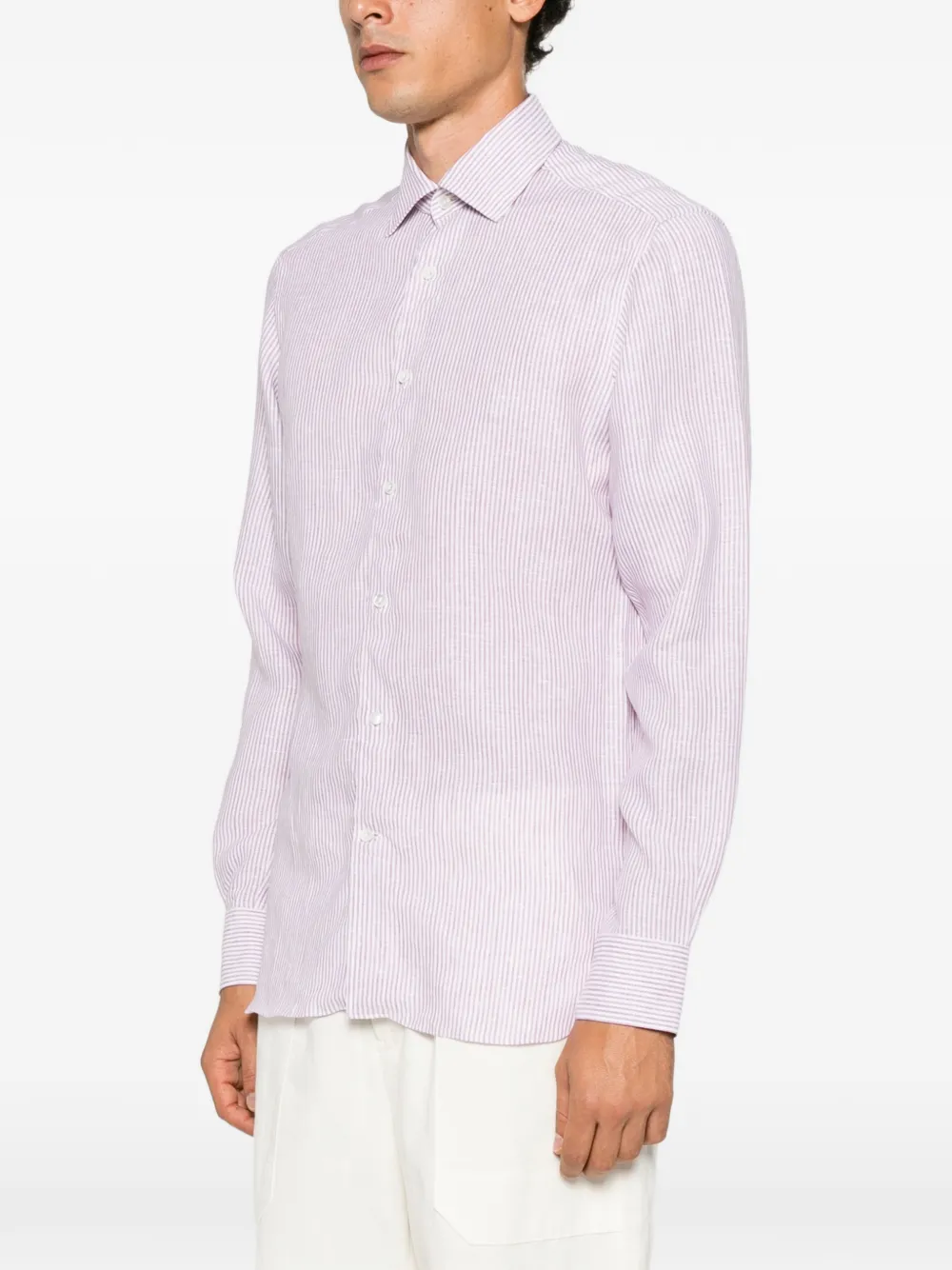 Zegna Gestreept overhemd Roze