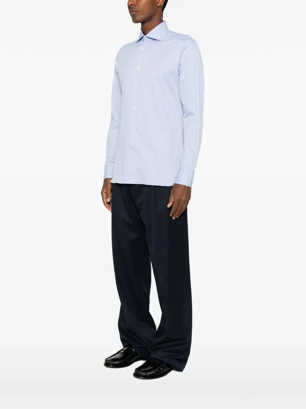 Zegna Overhemd met gespreide kraag Blauw
