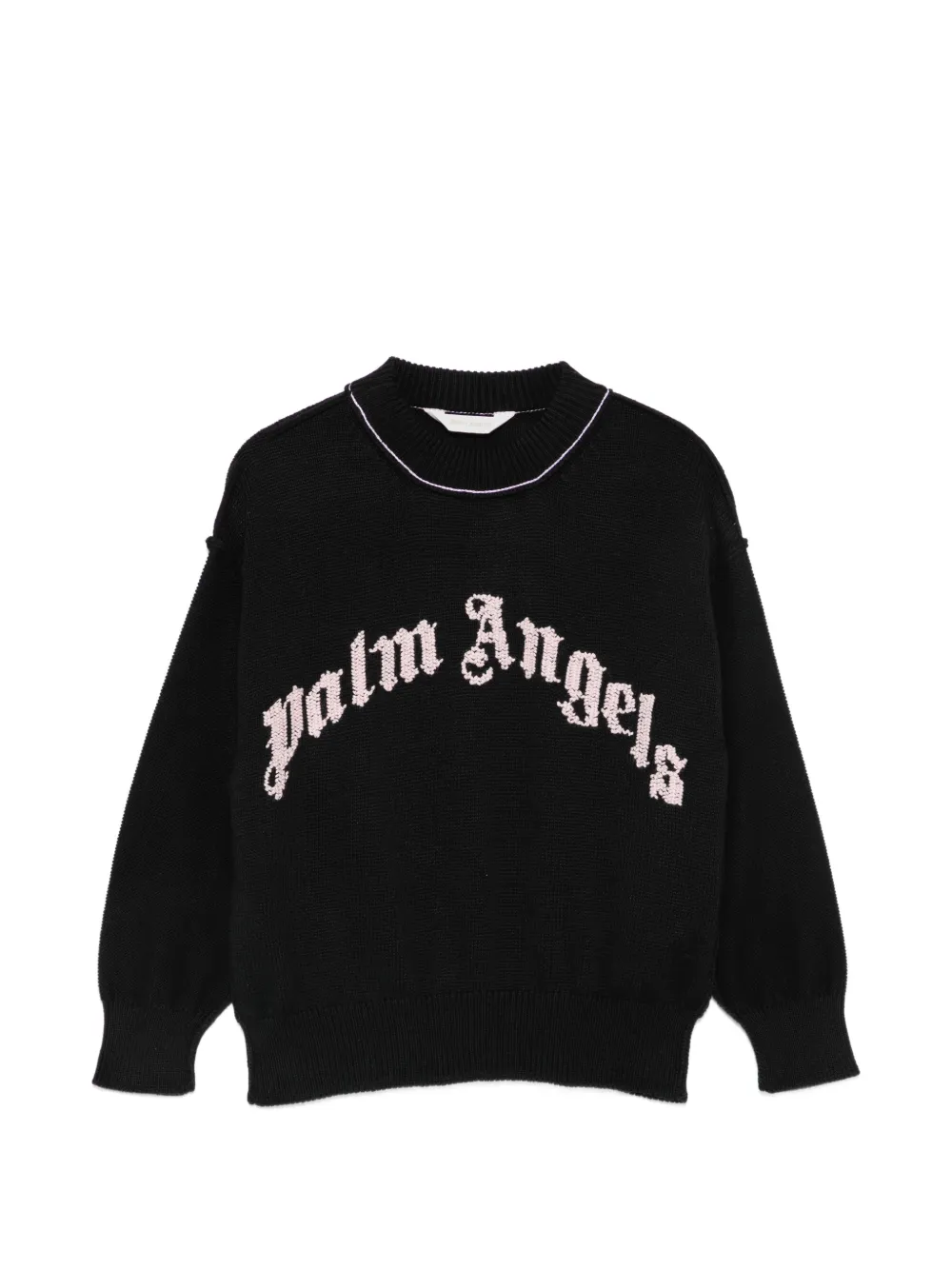 Palm Angels Kids logo-intarsia sweater - Nero