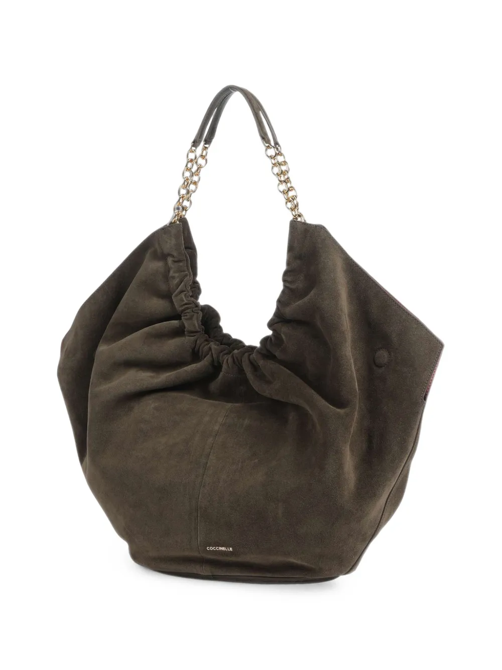 Coccinelle Smash ruched-detail suede tote bag Groen