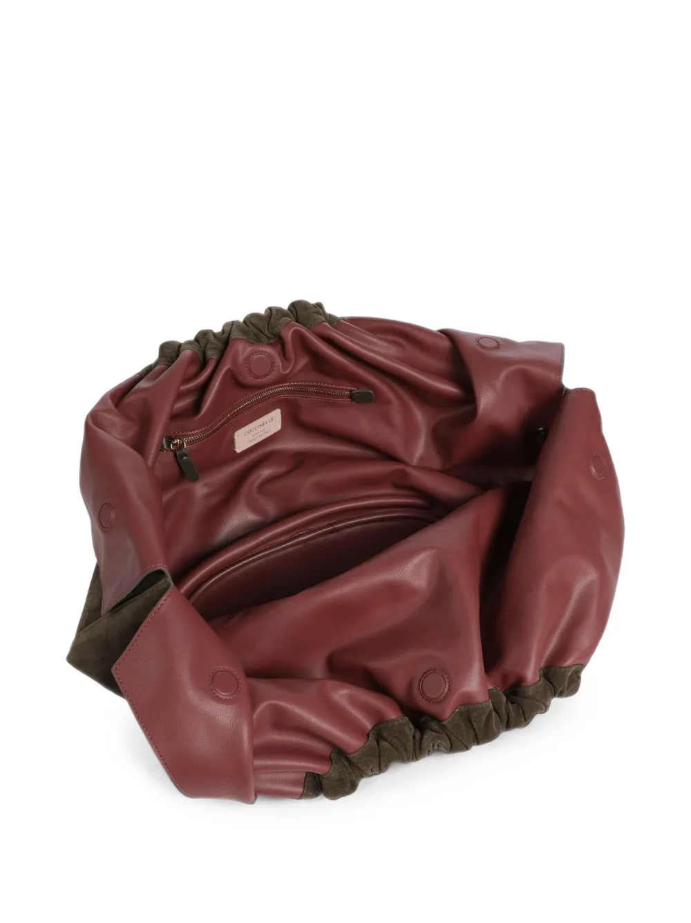 Coccinelle Smash ruched-detail suede tote bag Groen