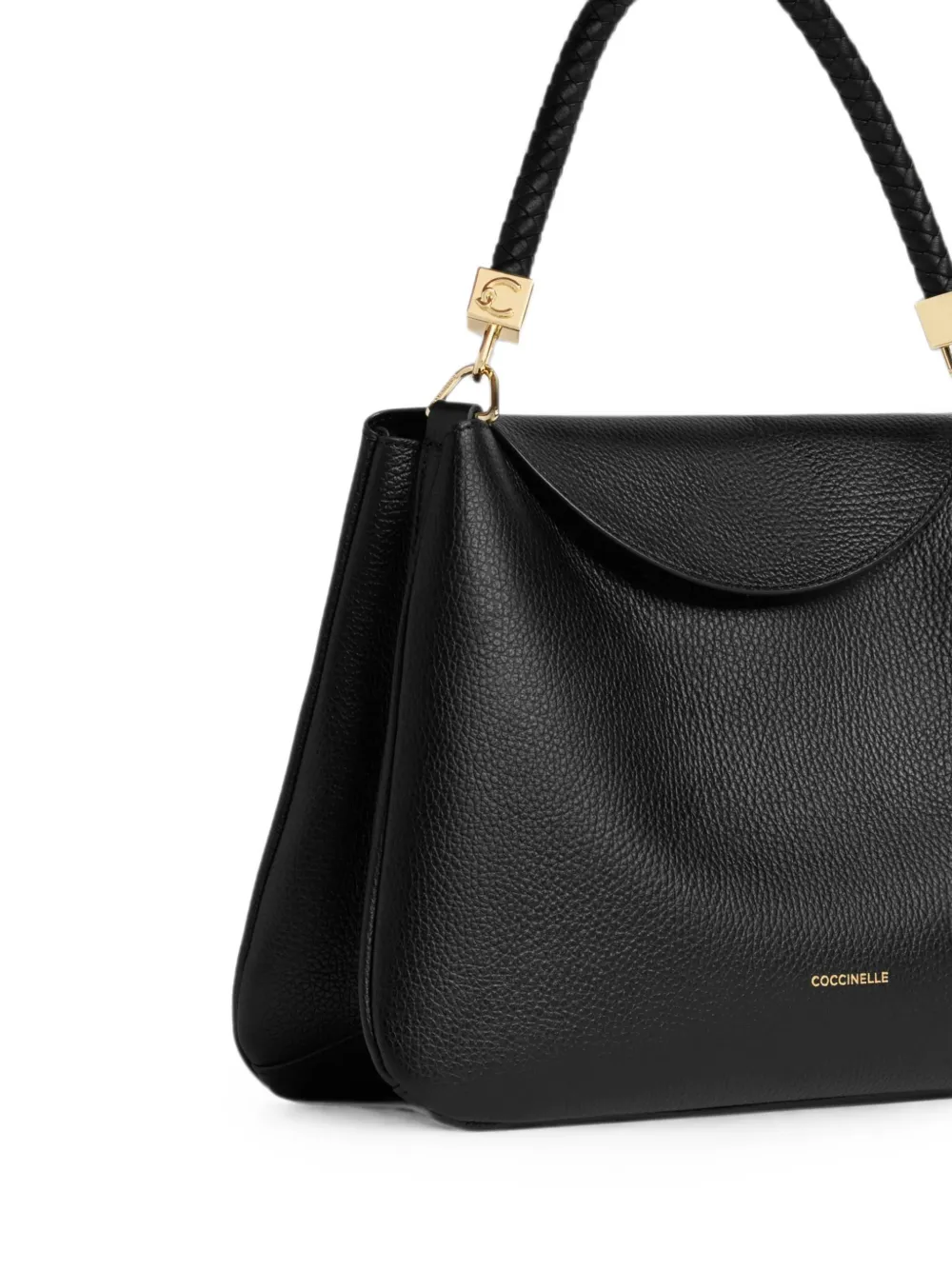 Coccinelle Tiggy leren shopper met gevlochten handgreep Zwart