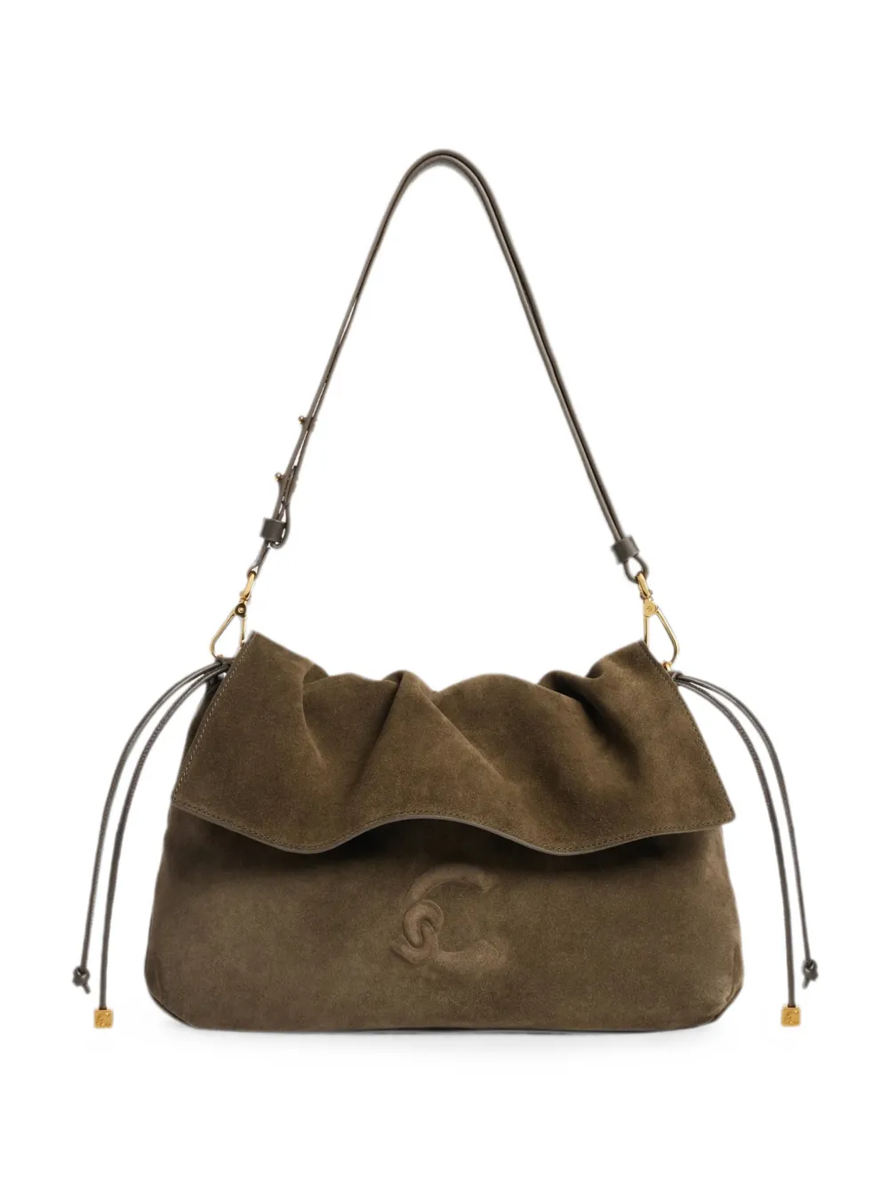 Coccinelle small Coccinelle Lidia suede logo-embossed shoulder bag - Braun