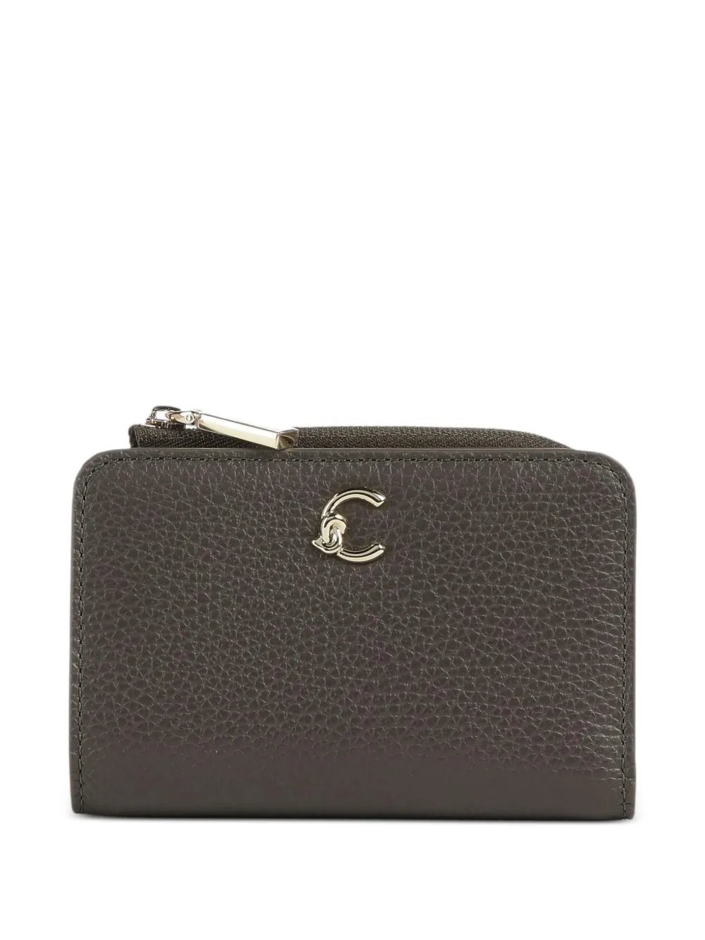 Coccinelle logo-plaque pebbled-leather wallet - Marrone