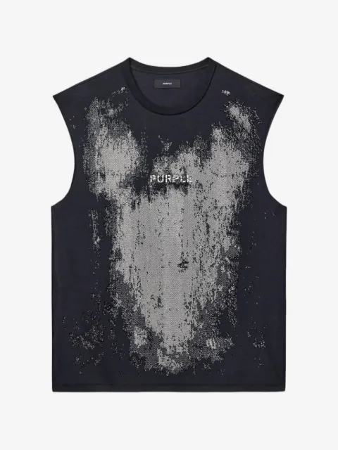 Purple Brand Worn Crystals hotfix-detail textured vest