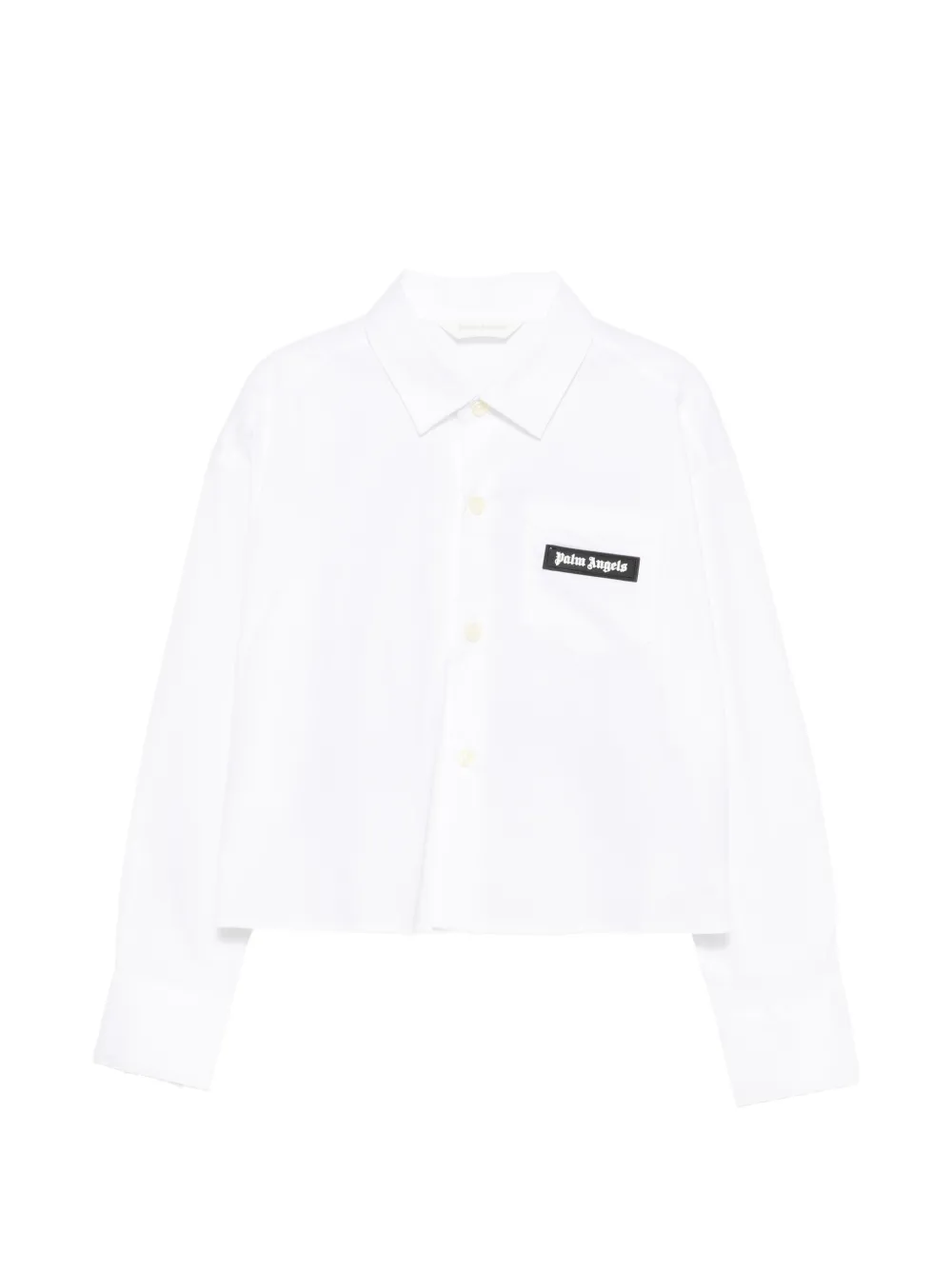 Palm Angels Kids logo-patch cropped shirt - Bianco