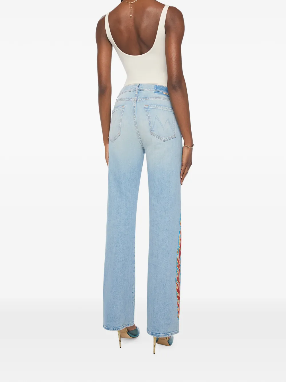 MOTHER The Saloon Sneak jeans met vlammenprint Blauw