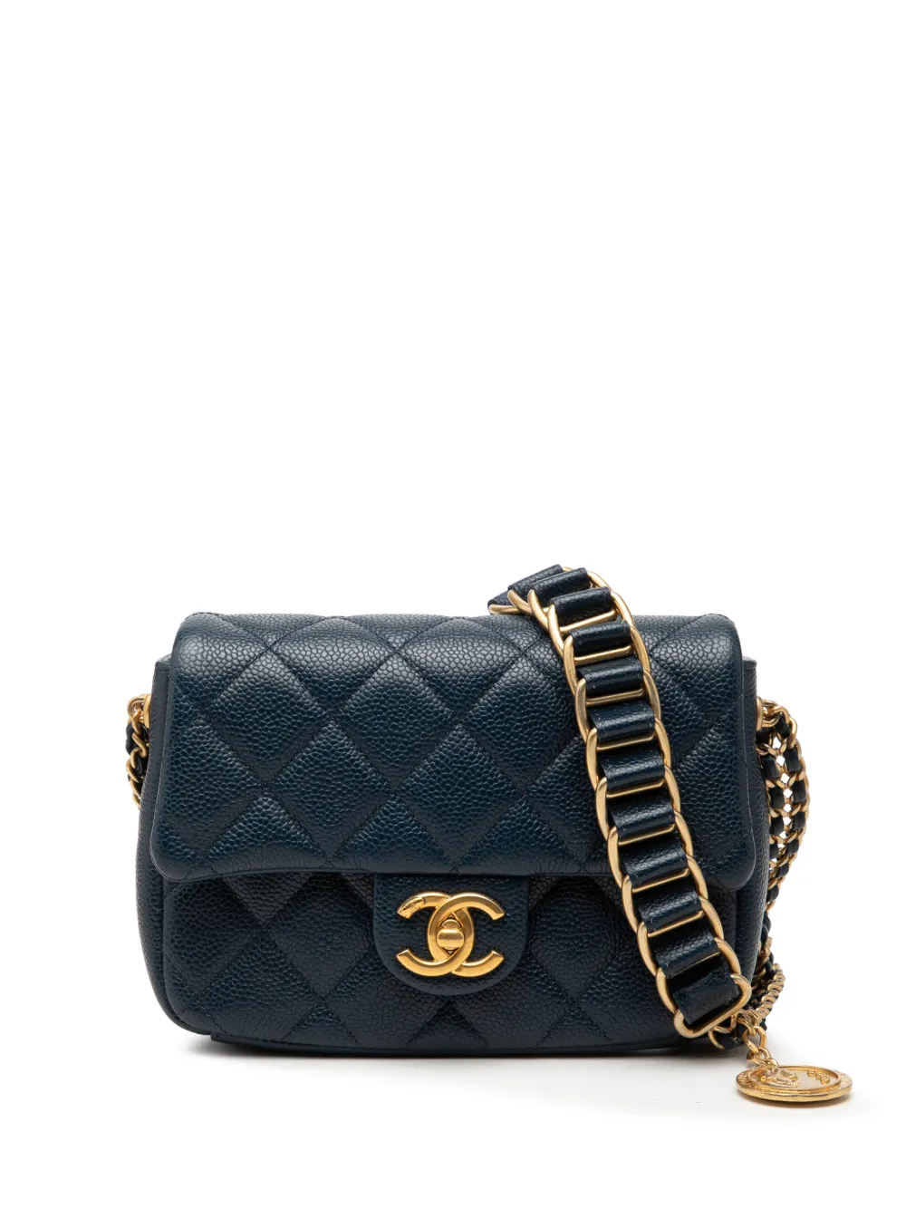 CHANEL Pre-Owned 2021-2026 Mini Quilted Caviar Chain Soul Flap crossbody bag - Blue