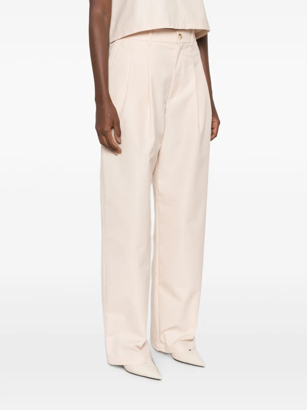 WARDROBE.NYC Palazzo plooibroek Beige