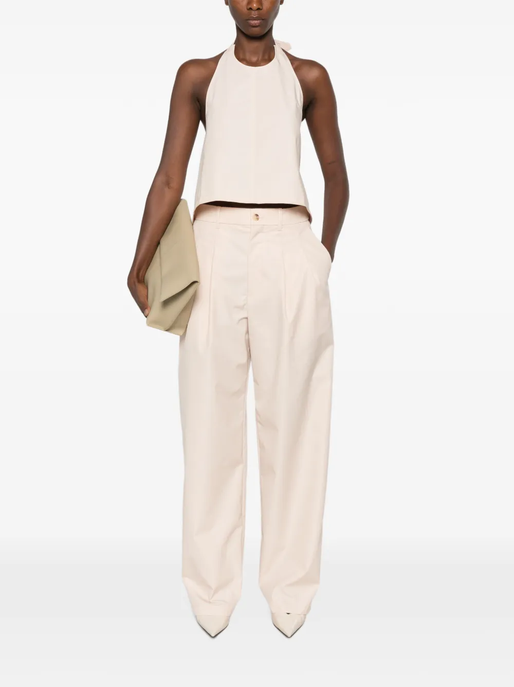 WARDROBE.NYC Palazzo plooibroek Beige