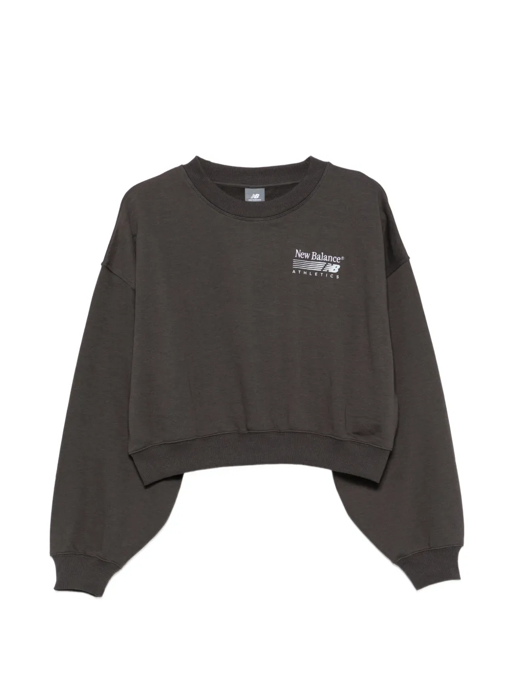 New Balance Trackside cropped sweater met geborduurd logo Zwart