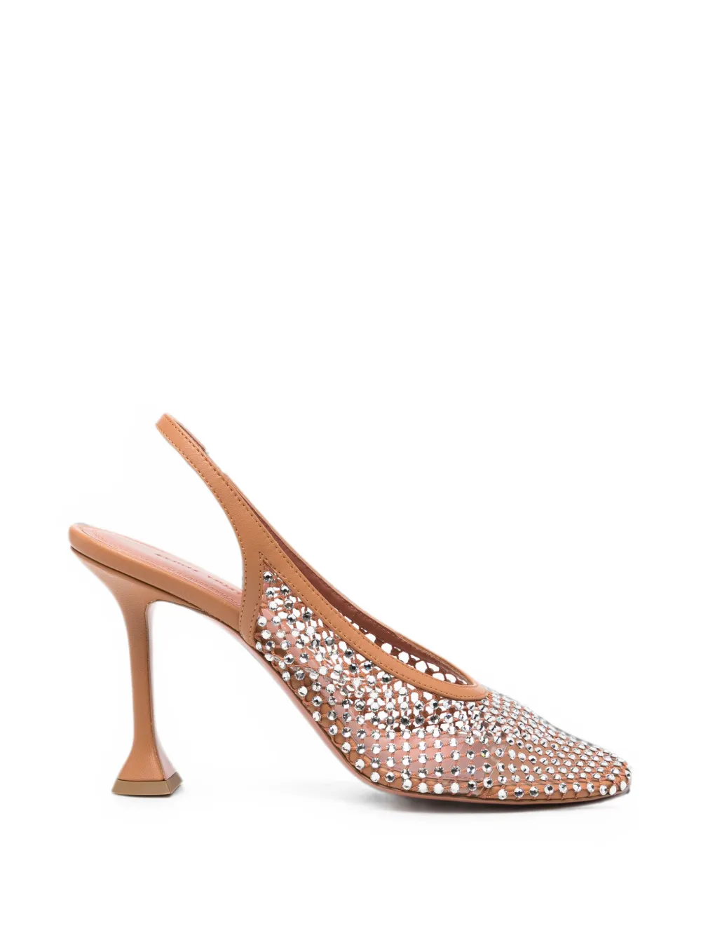 Amina Muaddi Dolly crystal-embellished mesh pumps Bruin