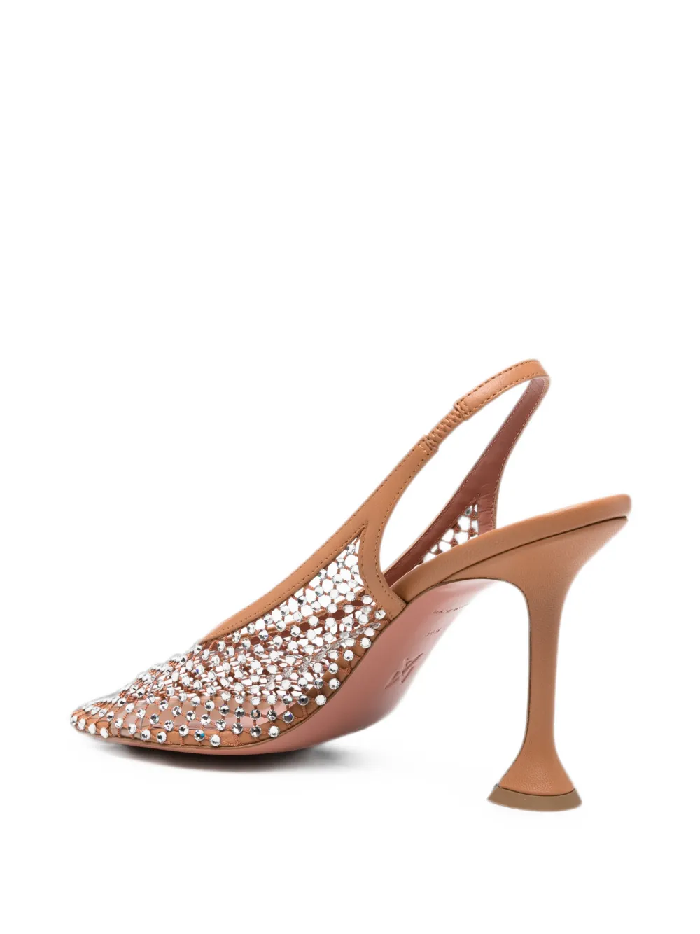 Amina Muaddi Dolly crystal-embellished mesh pumps Bruin