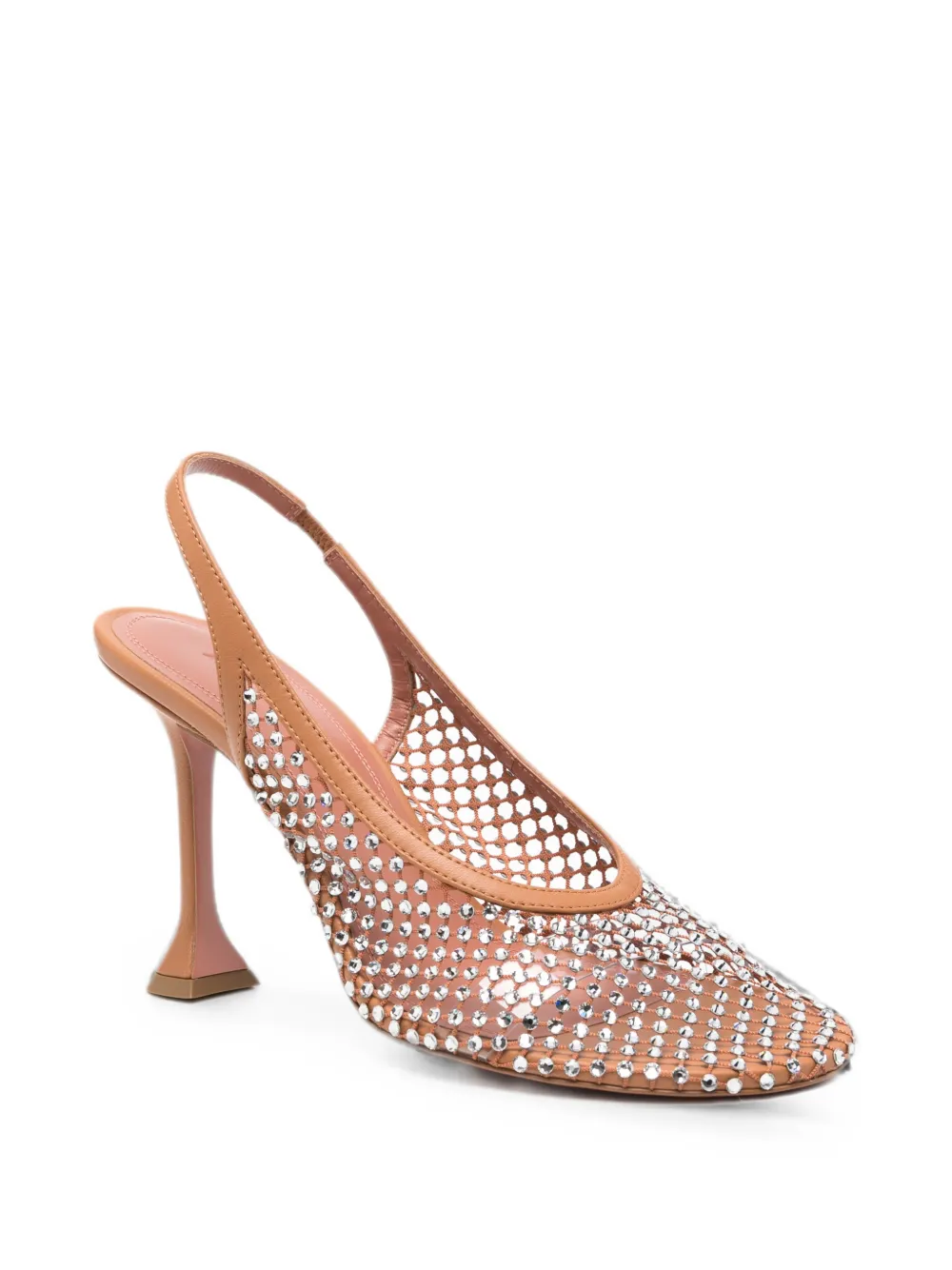 Amina Muaddi Dolly crystal-embellished mesh pumps Bruin