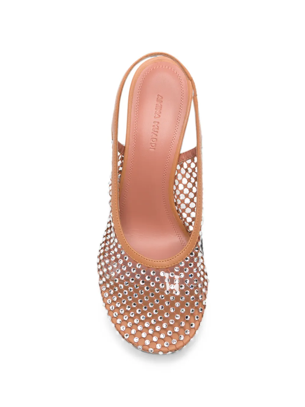 Amina Muaddi Dolly crystal-embellished mesh pumps Bruin