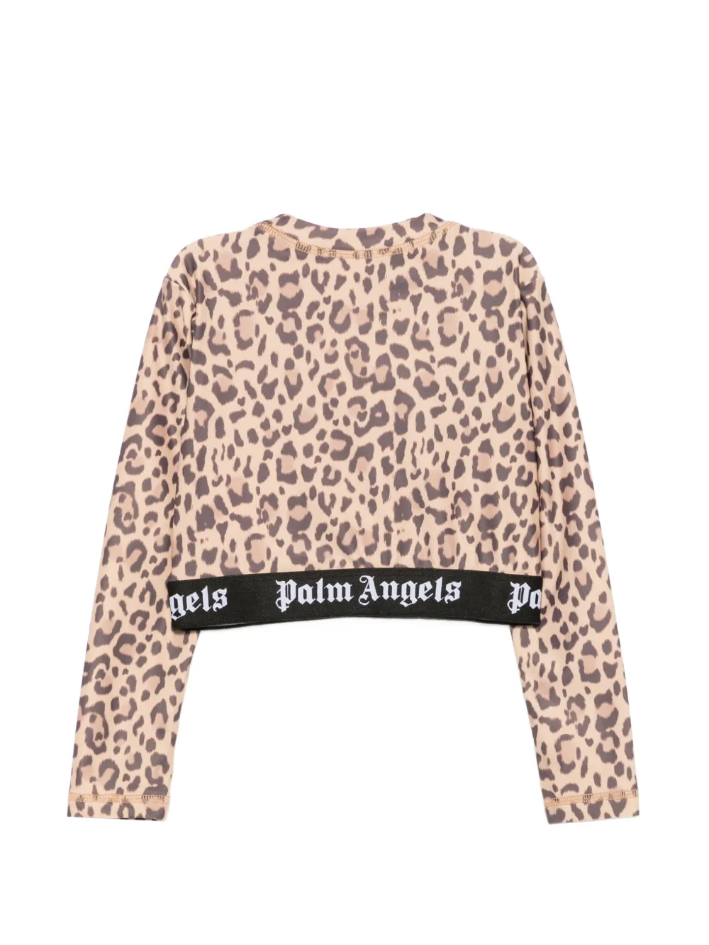 Palm Angels Kids T-shirt met luipaardprint en logo Beige