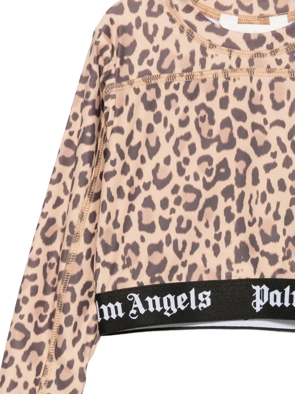 Palm Angels Kids T-shirt met luipaardprint en logo Beige