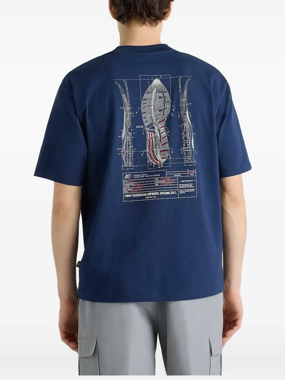 New Balance Archibe blueprint T-shirt Blauw