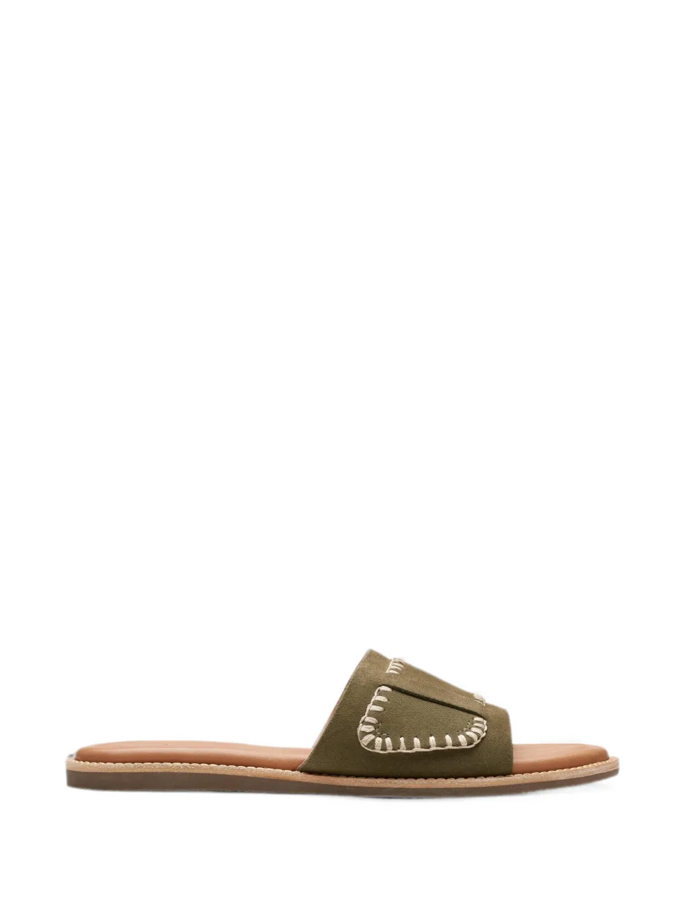 Clarks Originals Maritime platte suède sandalen met stiksels Groen