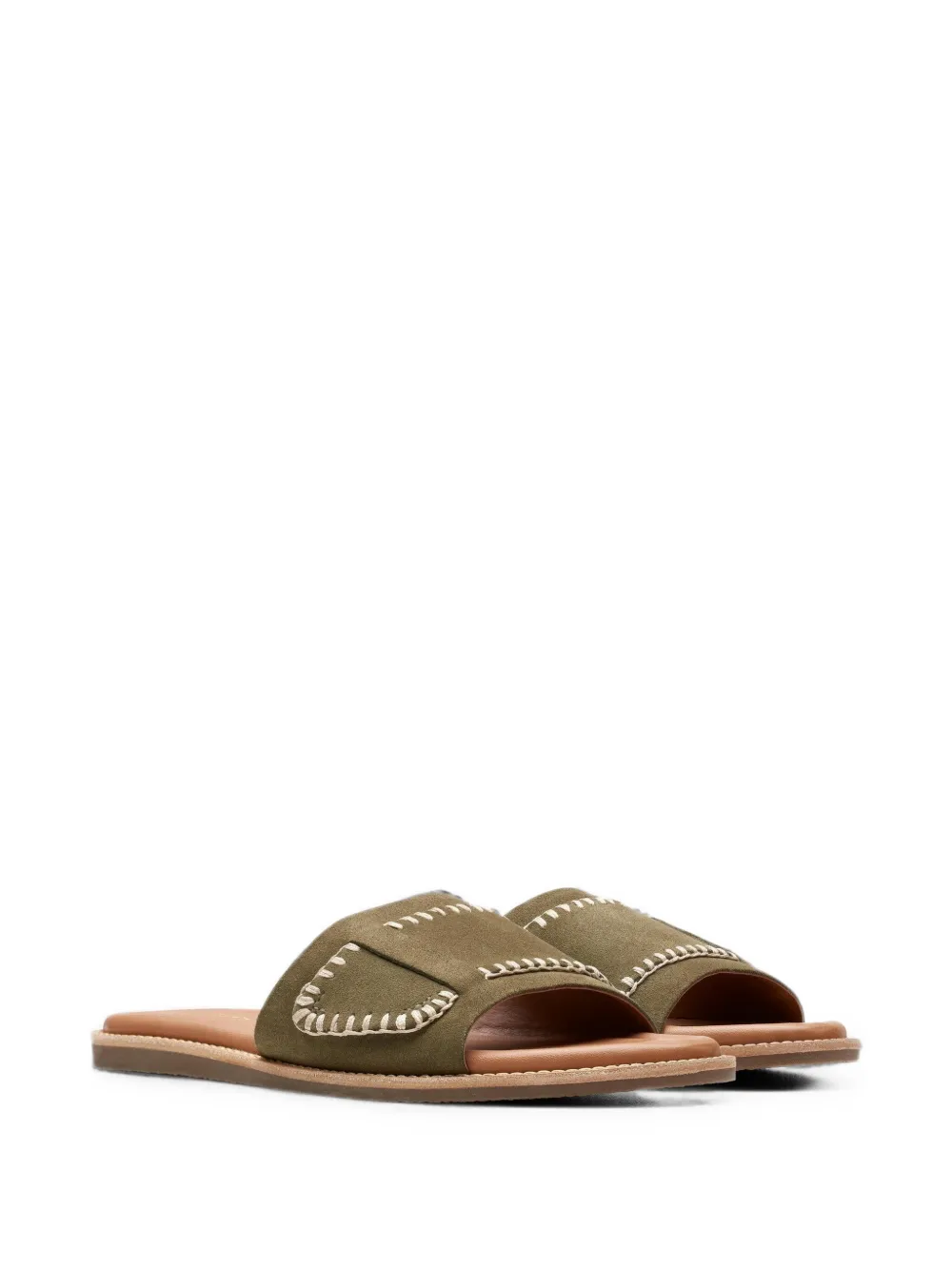 Clarks Originals Maritime platte suède sandalen met stiksels Groen