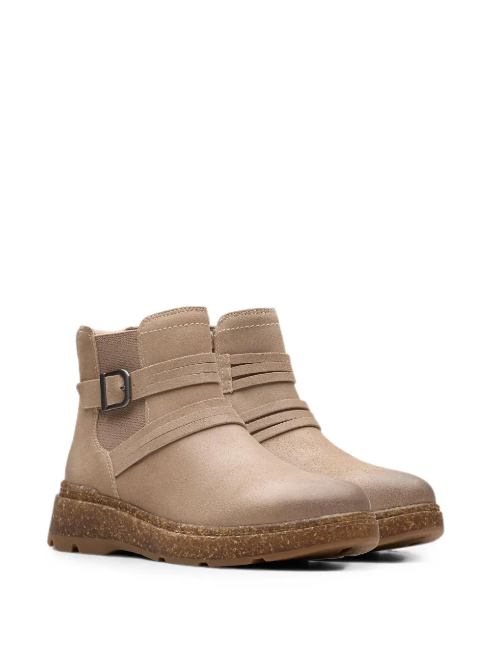 Clarks Originals Noralyn buckle-detail suede ankle boots Beige