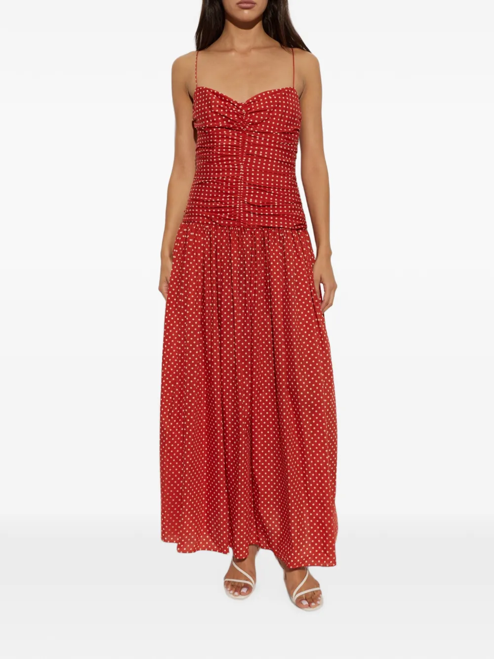 Matteau Midi-jurk met ruches Rood