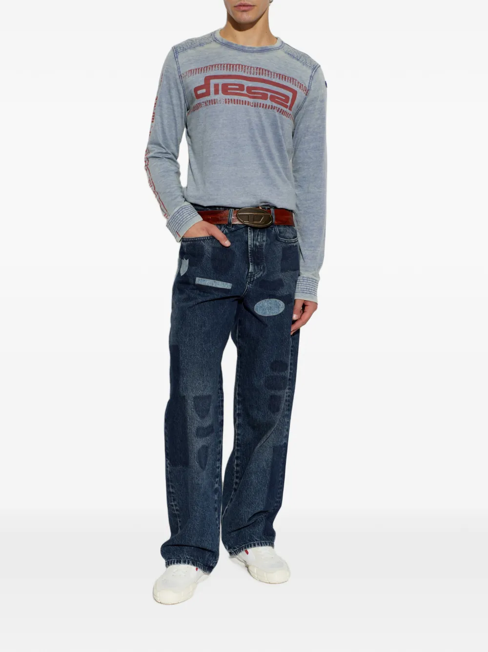Diesel 2001 D-Macro-S10 jeans met patchwork Blauw
