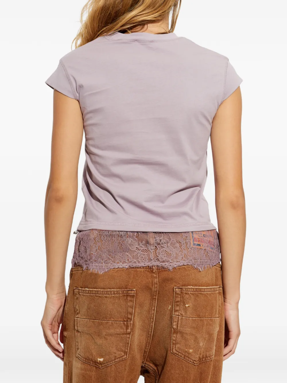 Diesel T-shirt met kanten afwerking Paars