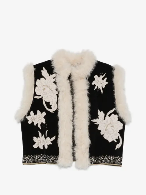 Forte Forte floral-embroidered open-front gilet