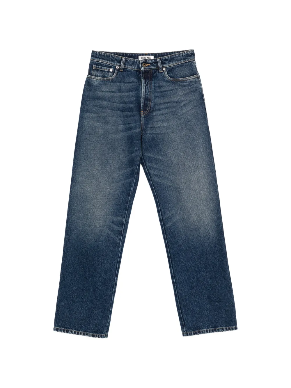 Miu Miu logo-embroidered straight-leg jeans - Blu